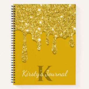 Luxury Yellow Dripping Glitter Journal