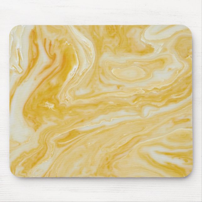 Luxury Yellow White Marble Mouse Pad (Front)