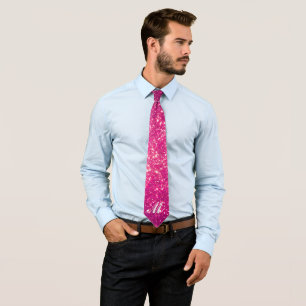 Luxury Your Monogram Gold Pink Glitter Modern Tie