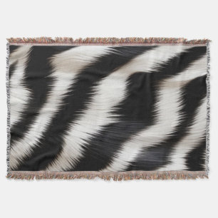 Luxury Zebra Print Elegant Black & White Faux Fur Throw Blanket