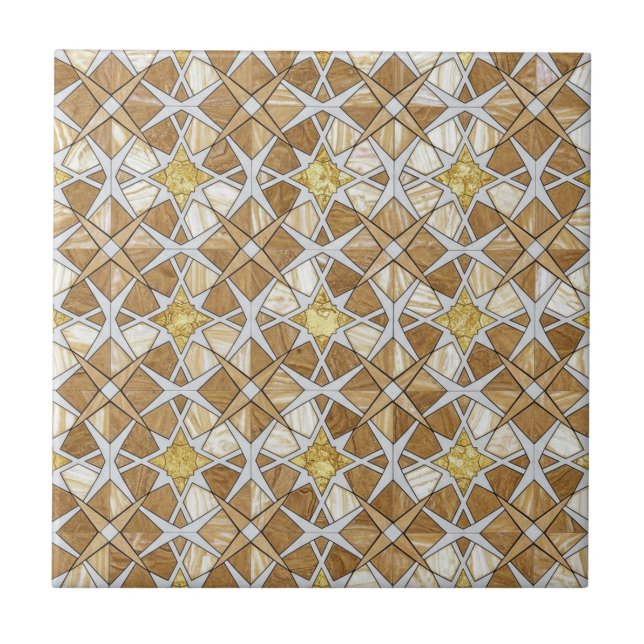 Luxury Zellige Moroccan Mosaic Pattern Beige Cream Tile (Front)