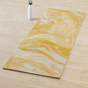 Luxury Zen Yellow White Marble (Double Sided)  Yoga Mat