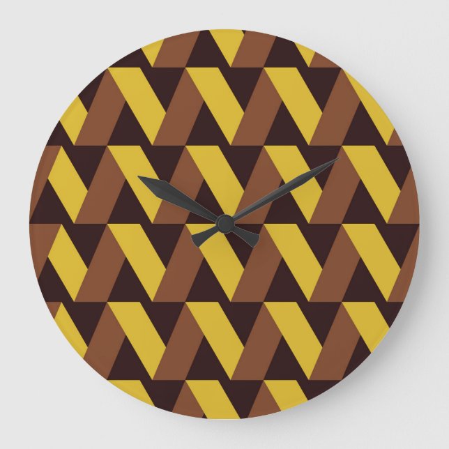 Luxury Zig-Zag Line Seamless Pattern Large Clock (Front)