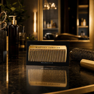 Luxuryn Hair Stylist   Gold Comb  Business Card