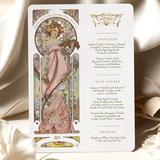 Luxus Menu Wedding Art Nouveau by Mucha Invitation (Creator Uploaded)