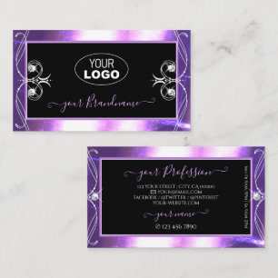 Luxuy Ornate Black Purple Sparkle Jewels with Logo Business Card