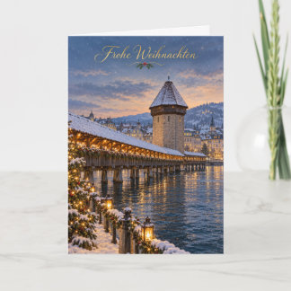 Luzern Kapellbrücke Frohe Weihnachten Holiday Card