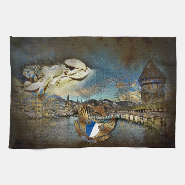 LUZERN Vintage Grunge - Kitchentowel Tea Towel (Horizontal)