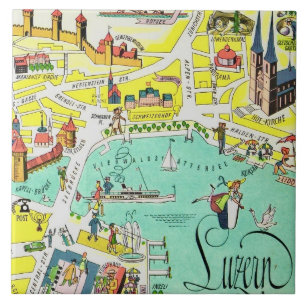 Luzerne Switzerland Colorful Map Tile