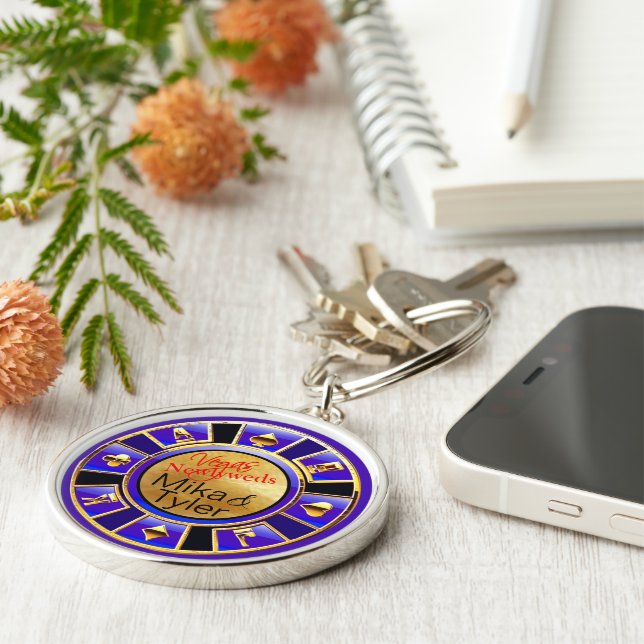 LV Mika & Tyler purple tan black casino chip Key Ring (Side)