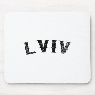 Lviv Ukraine Vintage Black Text Apparel Mouse Mat