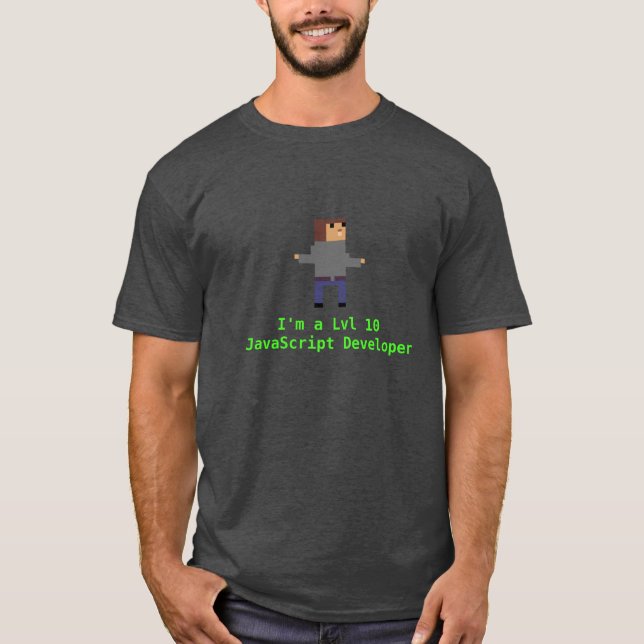 Lvl 10 JavaScript Developer T-Shirt (Front)