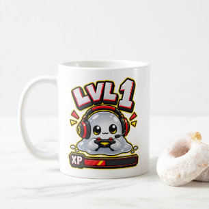 LVL 1 Slime Gamer Cute Gaming Noob XP Level Up Vid Coffee Mug