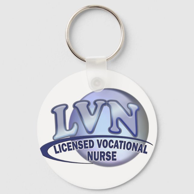 LVN Fun Blue Logo LICENSED VOCATIONAL NURSE Key Ring (Front)