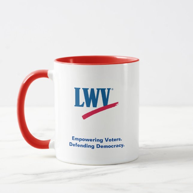 LWV coffee mug with red accent (Left)