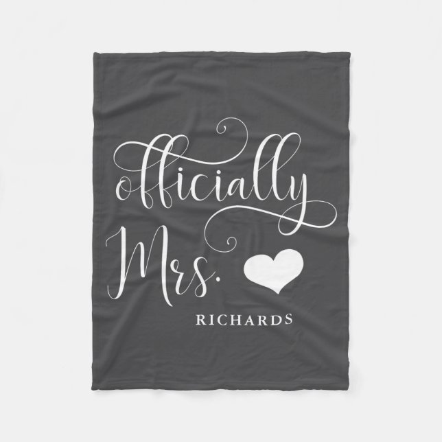 Ly Mrs New Bride With Heart Dark _1  Fleece Blanket (Front)