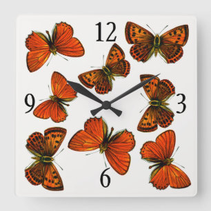 Lycaena virgaureae, The Scarce Copper Butterfly Square Wall Clock