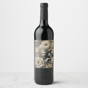 Lycanthropic Splendor – Gothic Werewolf Floral Wine Label