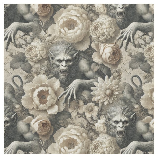 Lycanthropic Splendour – Gothic Classic Tile Fabric (Close Up)