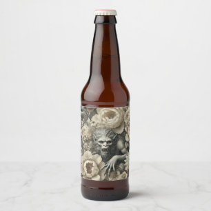 Lycanthropic Splendour – Gothic Werewolf Floral  Beer Bottle Label