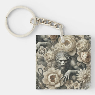 Lycanthropic Splendour – Gothic Werewolf Floral  Key Ring
