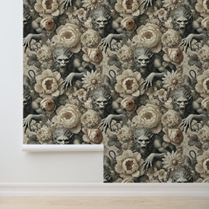 Lycanthropic Splendour – Gothic Werewolf Floral Wallpaper
