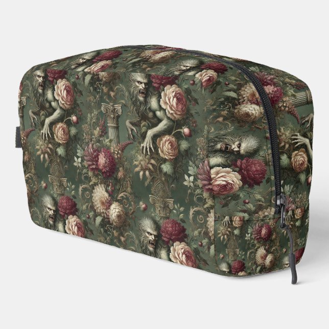 Lycanthropic Verdant – Gothic Floral Design Dopp Kit (Right Corner)