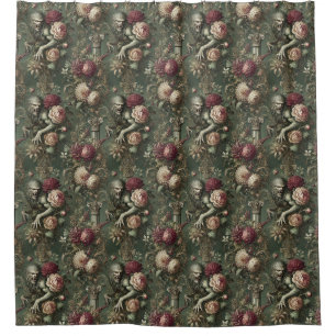 Lycanthropic Verdant – Gothic Floral Design Shower Curtain