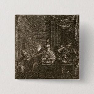 Lycaon Metamorphosed into a Wolf, 1731 (engraving) 15 Cm Square Badge