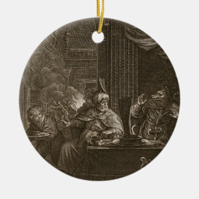 Lycaon Metamorphosed into a Wolf, 1731 (engraving) Ceramic Tree Decoration (Front)