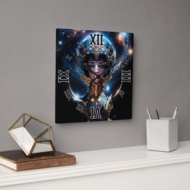 Lycenia The Light Of The Heavens by Xzendor7 Square Wall Clock (Office)