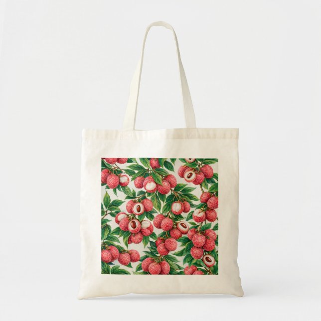 Lychee Fruit Slices Tropical Pattern Tote Bag (Front)