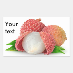 Lychee fruits with leaves rectangular sticker