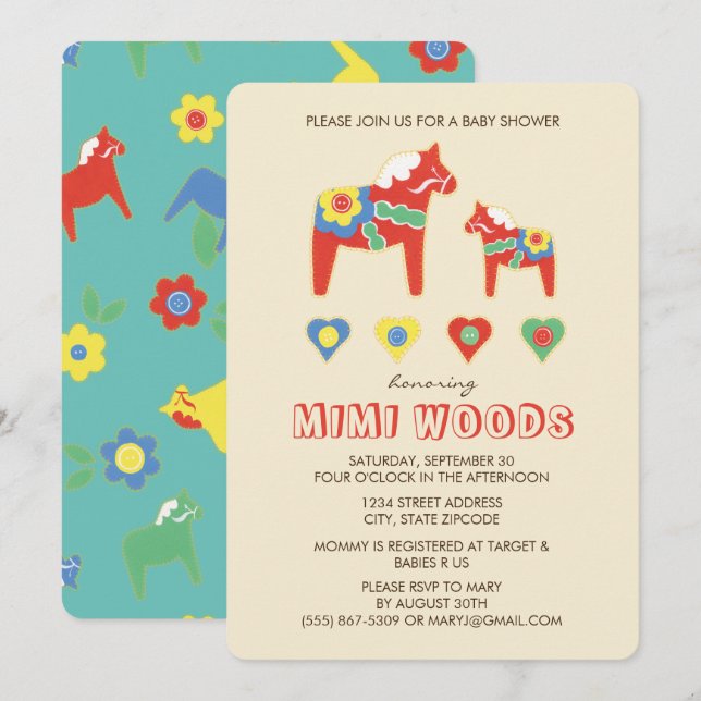 Lycka Till Baby Shower Invitation (Front/Back)