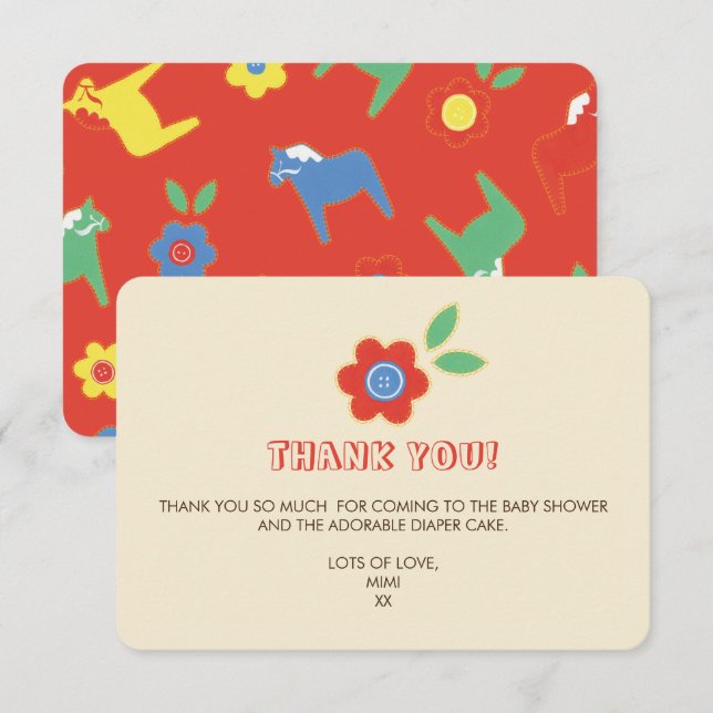 Lycka Till Thank You Invitation (Front/Back)