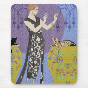 Lydia & Bengal in Yellow and Blue Mouse Mat