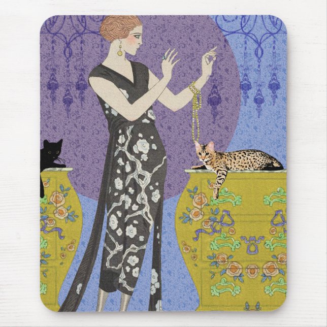 Lydia & Bengal in Yellow and Blue Mouse Mat (Front)
