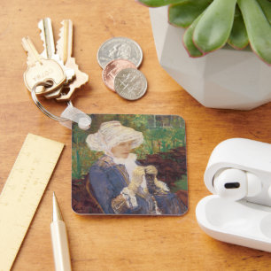 Lydia Crocheting in Garden at Marly, Mary Cassatt Key Ring
