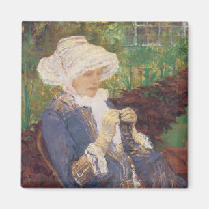 Lydia Crocheting in Garden at Marly, Mary Cassatt Magnet