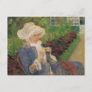 Lydia Crocheting in the Garden of Marly, Mary Cass Postcard