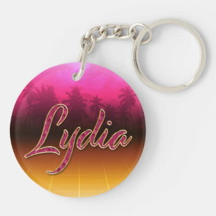 Lydia First name golden pink keychain