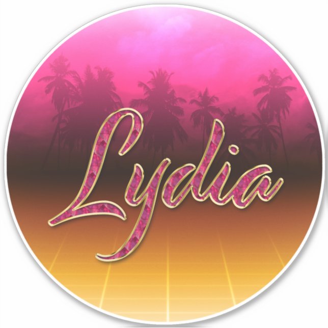 Lydia First name golden pink sticker (Front)