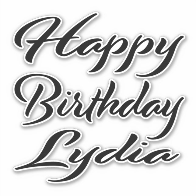 Lydia name first name black Sticker birthday (Front)