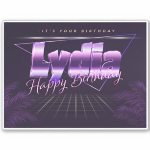 Lydia Name First name lila retro Sticker Birthday