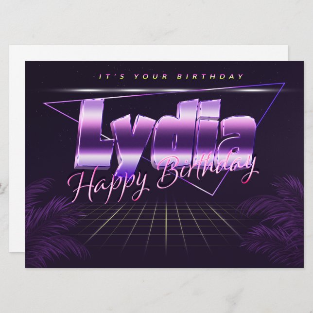 Lydia Name First name pura retro card Birthday (Front/Back)