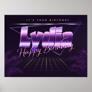Lydia Name Vorname lila retro Poster Geburtstag