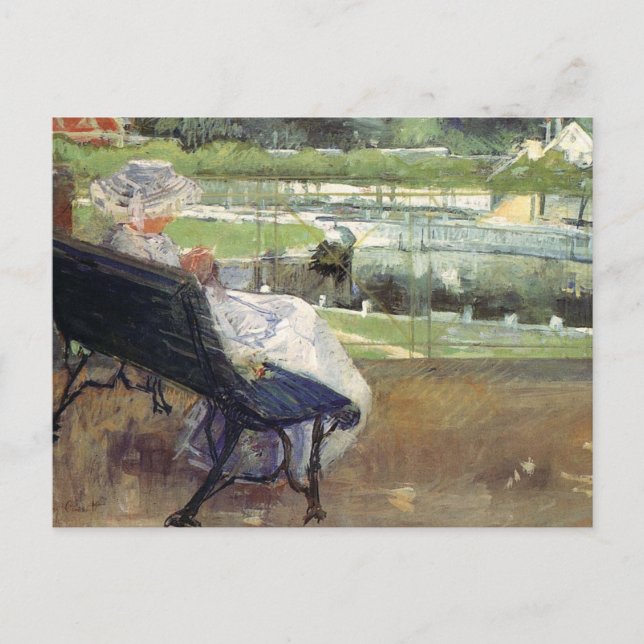 Lydia Sitting on a Porch Crocheting, Mary Cassatt  Postcard (Front)
