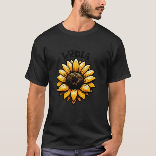 Lydia Sunflower Design for Girls Name Lydia T-Shirt (Front)