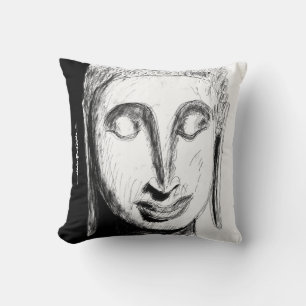 Lying Buddha Wat Pho Bangkok Thailand B&W Cushion