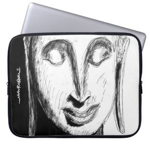 Lying Buddha Wat Pho Bangkok Thailand B&W Laptop Sleeve